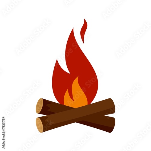 Hunter campfire icon flat isolated vector