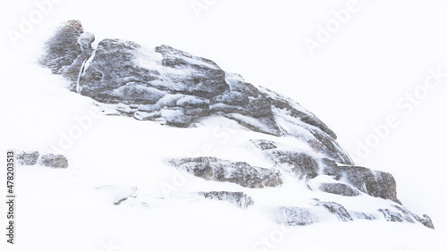 Yellowstone Rock formation in snow