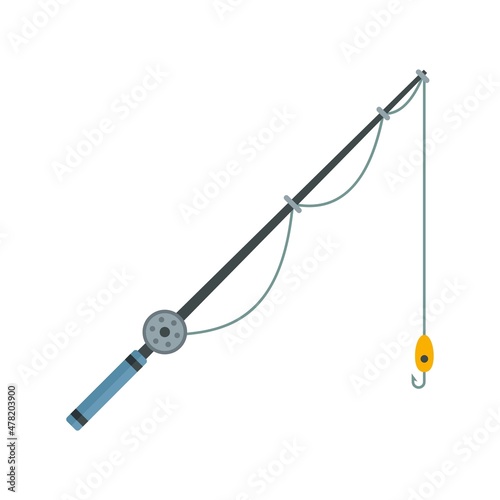 Fishing rod instrument icon flat isolated vector