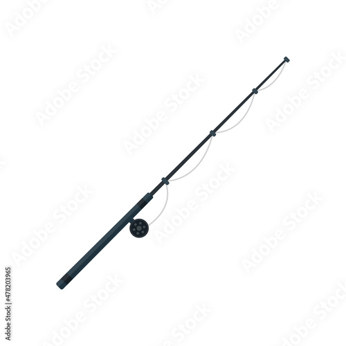 Leinwand Poster Fishing rod reel icon flat isolated vector