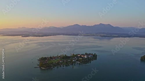 Sunrise over the Chiemsee, Bavaria, Germany photo