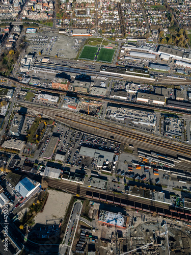 Stock aerial photo of Pacific Central Station Vancouver, Canada