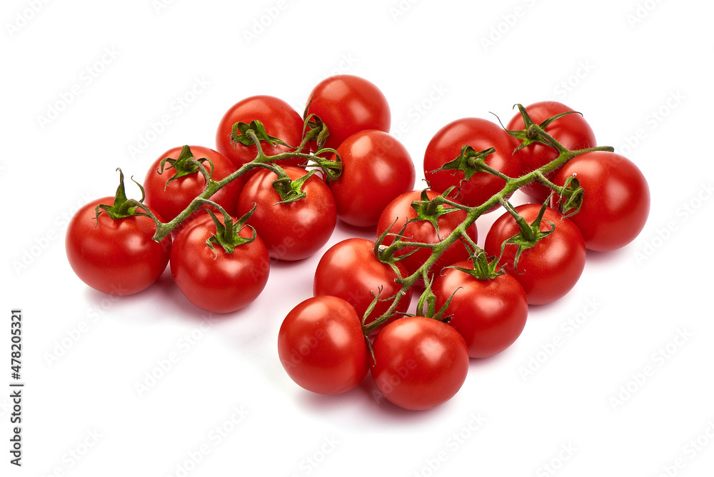 Cherry tomatoes, isolated on white background.