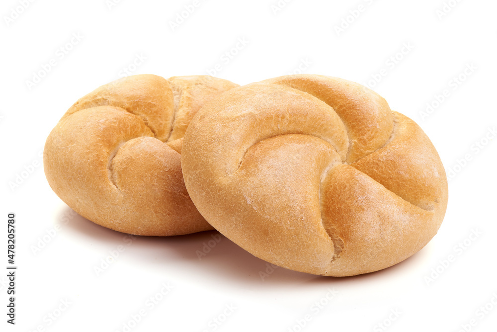 Freshly baked Kaiser rolls, fresh patty, close-up, isolated on white background. Freshly baked Kaiser rolls, fresh patty, close-up, isolated on white background.