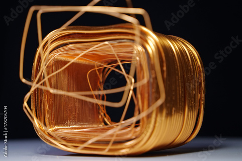 Copper winding of the single-phase transformer photo