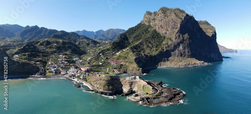 Porto Da Cruz coastline and peninsula, near Machico, Madeira Island, Portugal photo