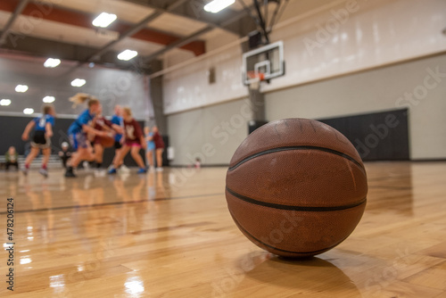 basketball on the court
