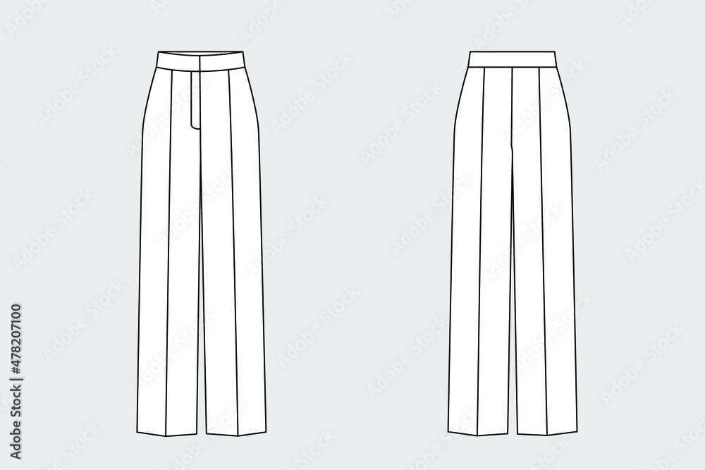 Classic woman trousers vector template isolated on a grey background ...