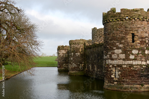 Ruins of castle. United Kingdom, Wales in late winter.