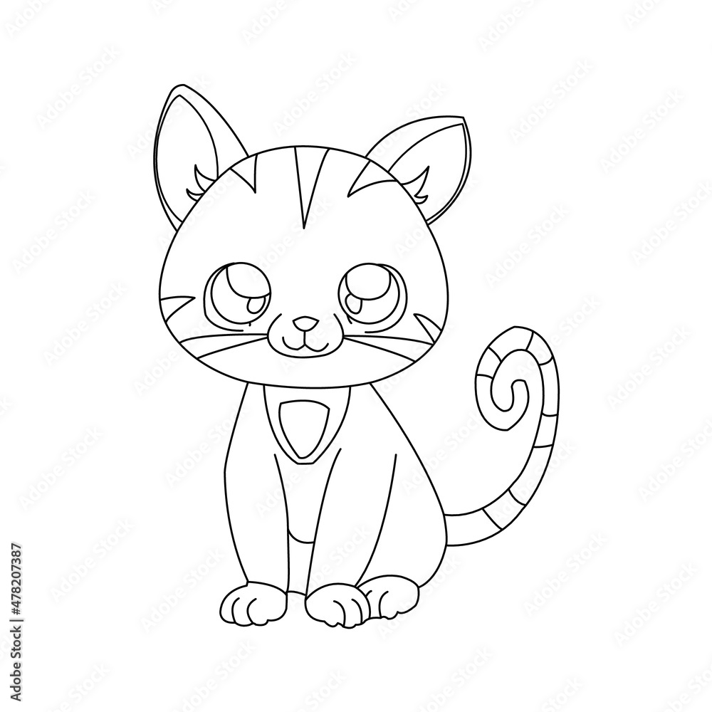 Obraz premium Kitty Cat outline coloring page for kids