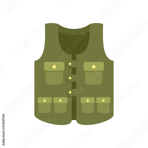 Hunter pocket vest icon flat isolated vector