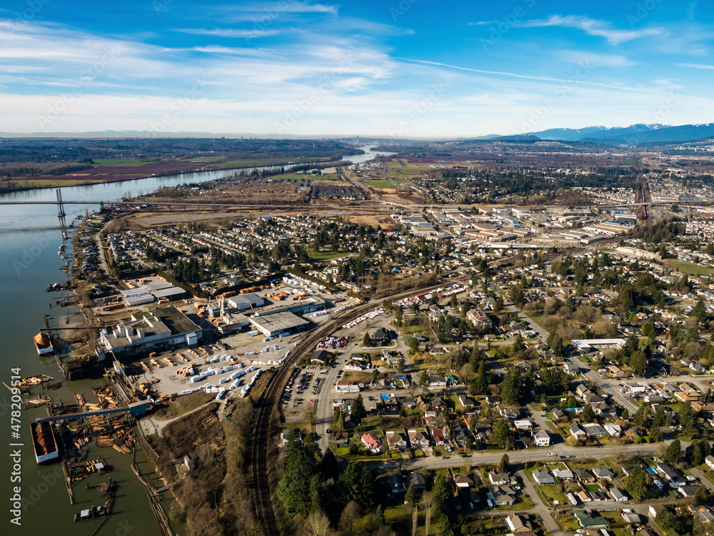 Stock Aerial Photo of Pitt Meadows, Canada