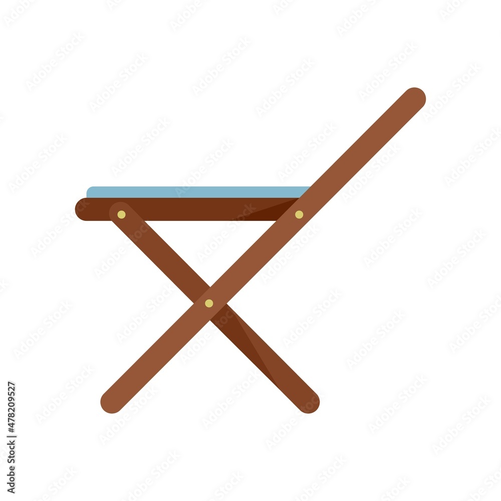 Folding wood chair icon flat isolated vector