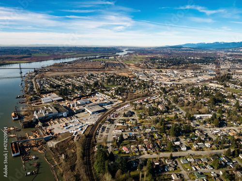 Stock Aerial Photo of Pitt Meadows, Canada