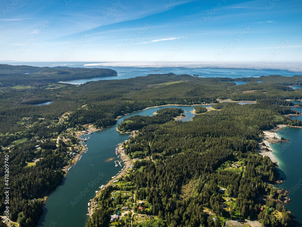 Stock Aerial Photo of Bamfield Barkley Sound Vancouver Island BC, Canada