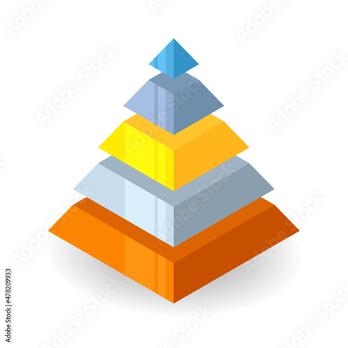 Bronze Silver Gold Platinum Diamond isometric pyramid diagram. Clipart image