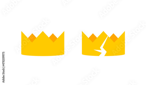 Whole and broken crown icon. Clipart image isolated on white background