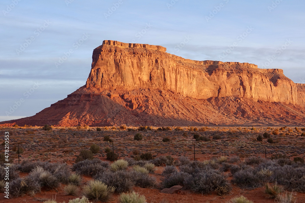 red rock cliffs in the early morning light