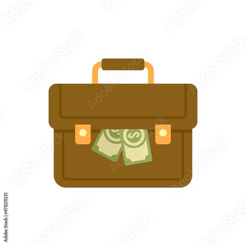 Briefcase money bribery icon flat isolated vector