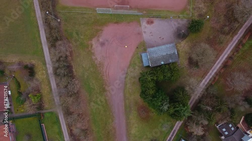 Aerial Rural Football Pitch Birds Eye