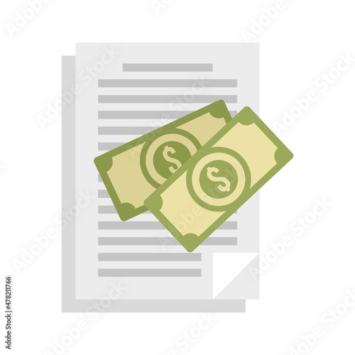 Document bribery money icon flat isolated vector