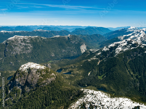Stock Aerial Photo of Logging on Vancouver Island BC, Canada