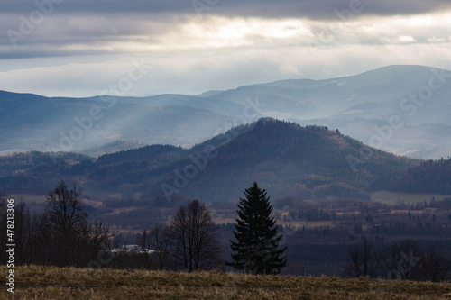 Panorama of the Sudetes from Rudawy Janowickie Mountains - Poland