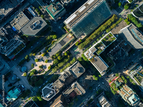 Stock Aerial Photo of Robson Square and BV Courthouse Vancouver BC    Canada