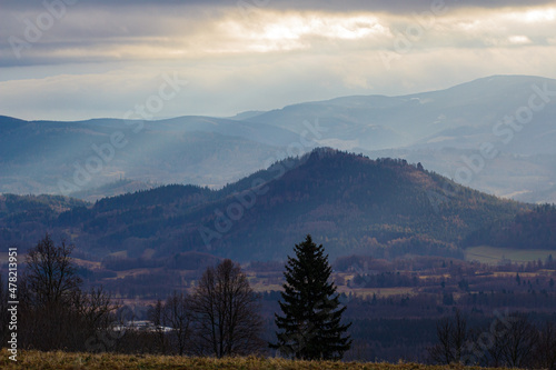 Panorama of the Sudetes from Rudawy Janowickie Mountains - Poland