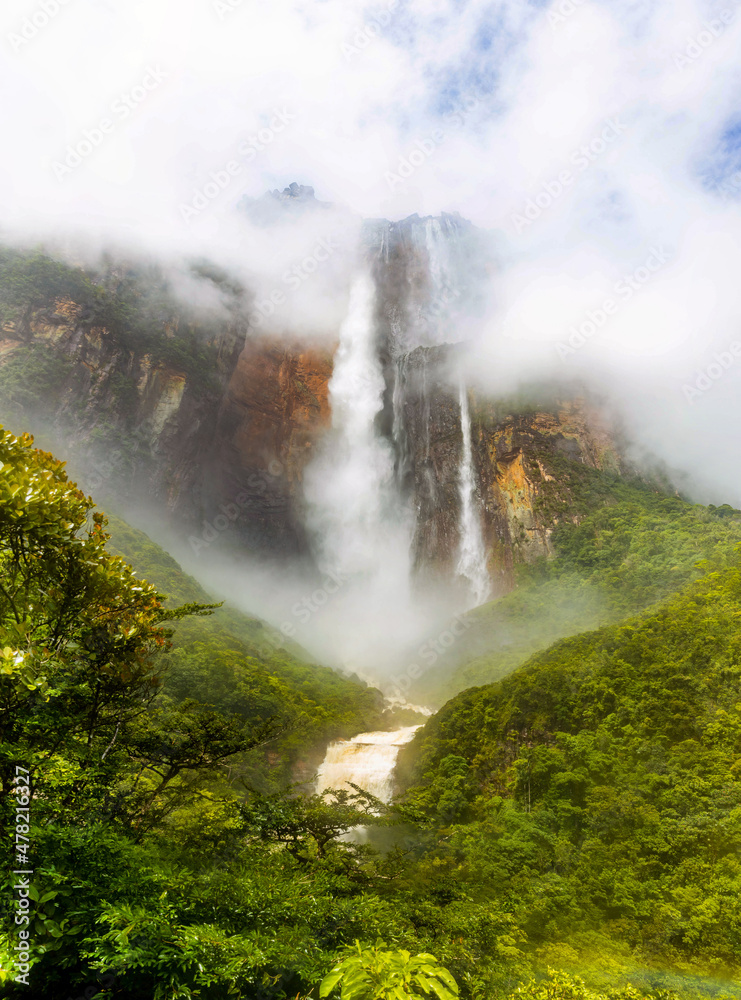 Scenic view of world's highest waterfall Angel Fall in Venezuela Scenic view of world's highest waterfall Angel Fall in Venezuela