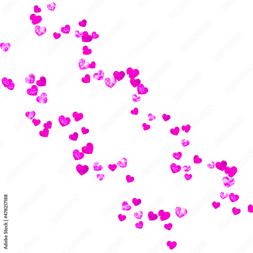 Valentine background with pink glitter hearts. February 14th day. Vector confetti for valentine background template. Grunge hand drawn texture. Love theme for special business offer, banner, flyer. Valentine background with pink glitter hearts. February 14th day. Vector confetti for valentine background template. Grunge hand drawn texture. Love theme for special business offer, banner, flyer.
