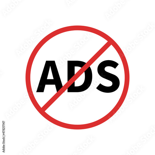 Ad block vector icon. Stop ads sign isolated on white.