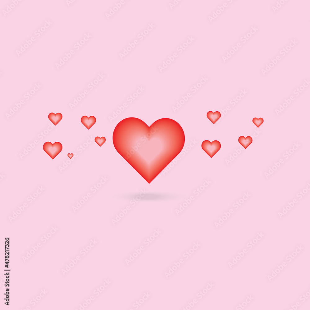 red hearts Romantic pink background vector valentines day.