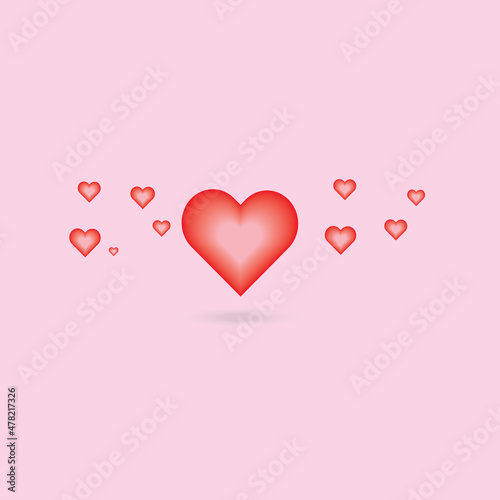 red hearts Romantic pink background vector valentines day.