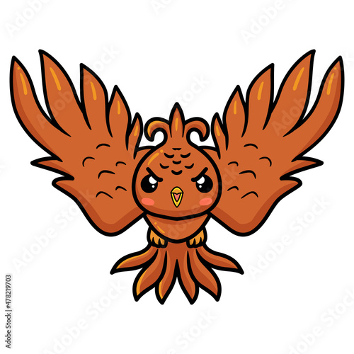 Cute little phoenix cartoon flying