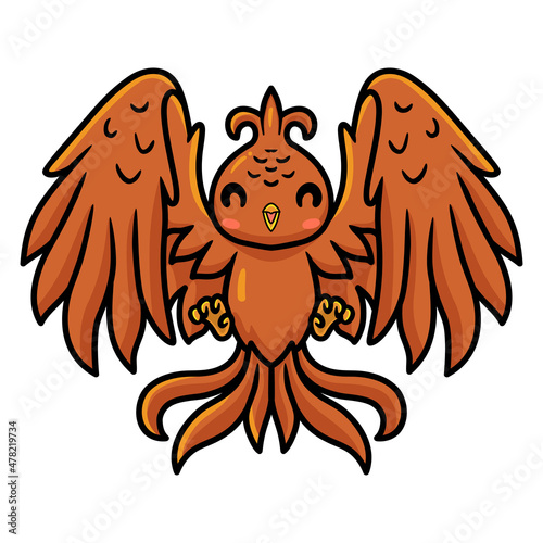 Cute little phoenix cartoon flying
