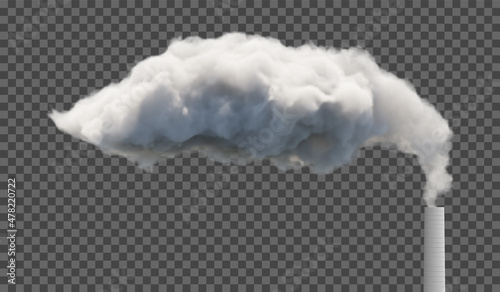 Vector illustration. Clouds of dirty smog or steam from the pipe. Environmental pollution.