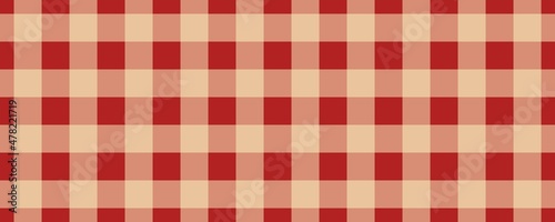 Banner, plaid pattern. Fire brick on Beige color. Tablecloth pattern. Texture. Seamless classic pattern background.