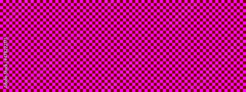Checkerboard banner. Maroon and Magenta colors of checkerboard. Small squares, small cells. Chessboard, checkerboard texture. Squares pattern. Background.
