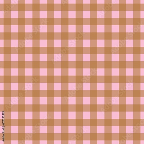 Plaid pattern. Pink on Brown color. Tablecloth pattern. Texture. Seamless classic pattern background.