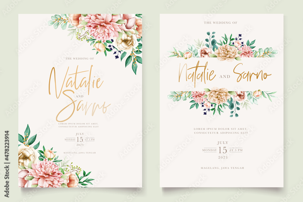 elegant eucalyptus leaves wedding invitation card set