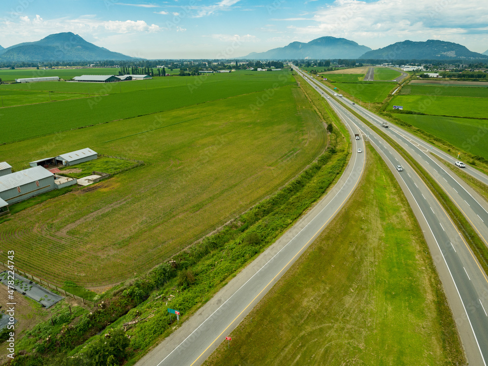 Stock Aerial Photo of Highway One and Chilliwack Airport  , Canada