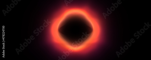 Red circular light background with black hole