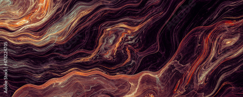 Abstract wavy red orange marble line background