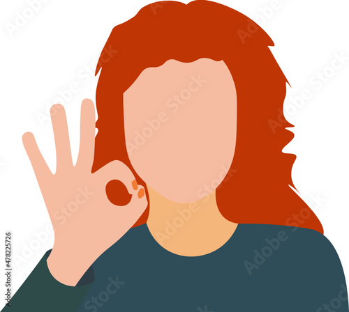 gestos. mujer con lentes haciendo un gesto de ok con sus manos. vector sin fondo, fondo transparente