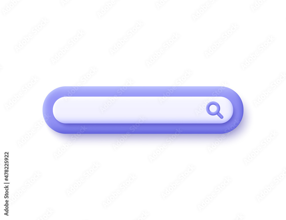 Search bar design element. Navigation and search concept. 3d vector icon. Cartoon minimal style - obrazy, fototapety, plakaty 
