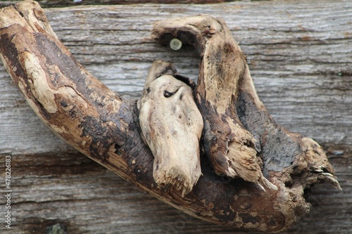 Drift Wood Hanging On The Side Of A House