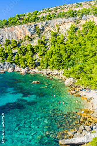 Fototapeta Naklejka Na Ścianę i Meble -  The bautiful beach of Malo Zarace, Hvar Island, Croatia
