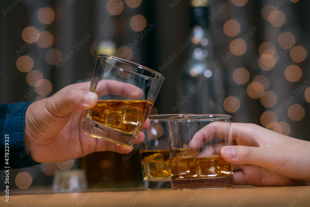 Celebrate whiskey on a friendly party in  restaurant