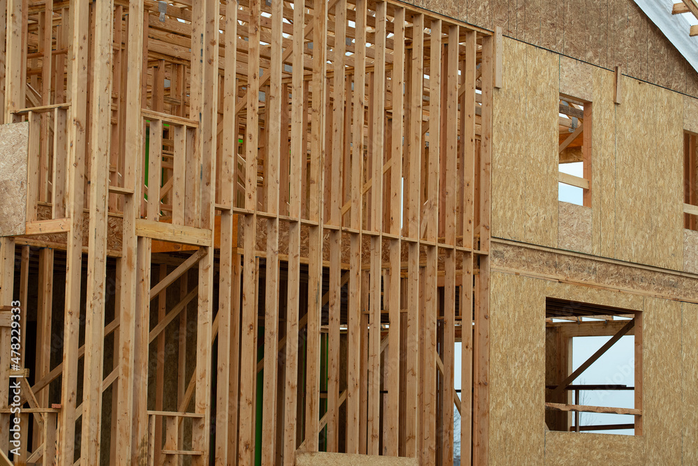the frame of the second floor of a plywood house the frame of the second floor of a plywood house